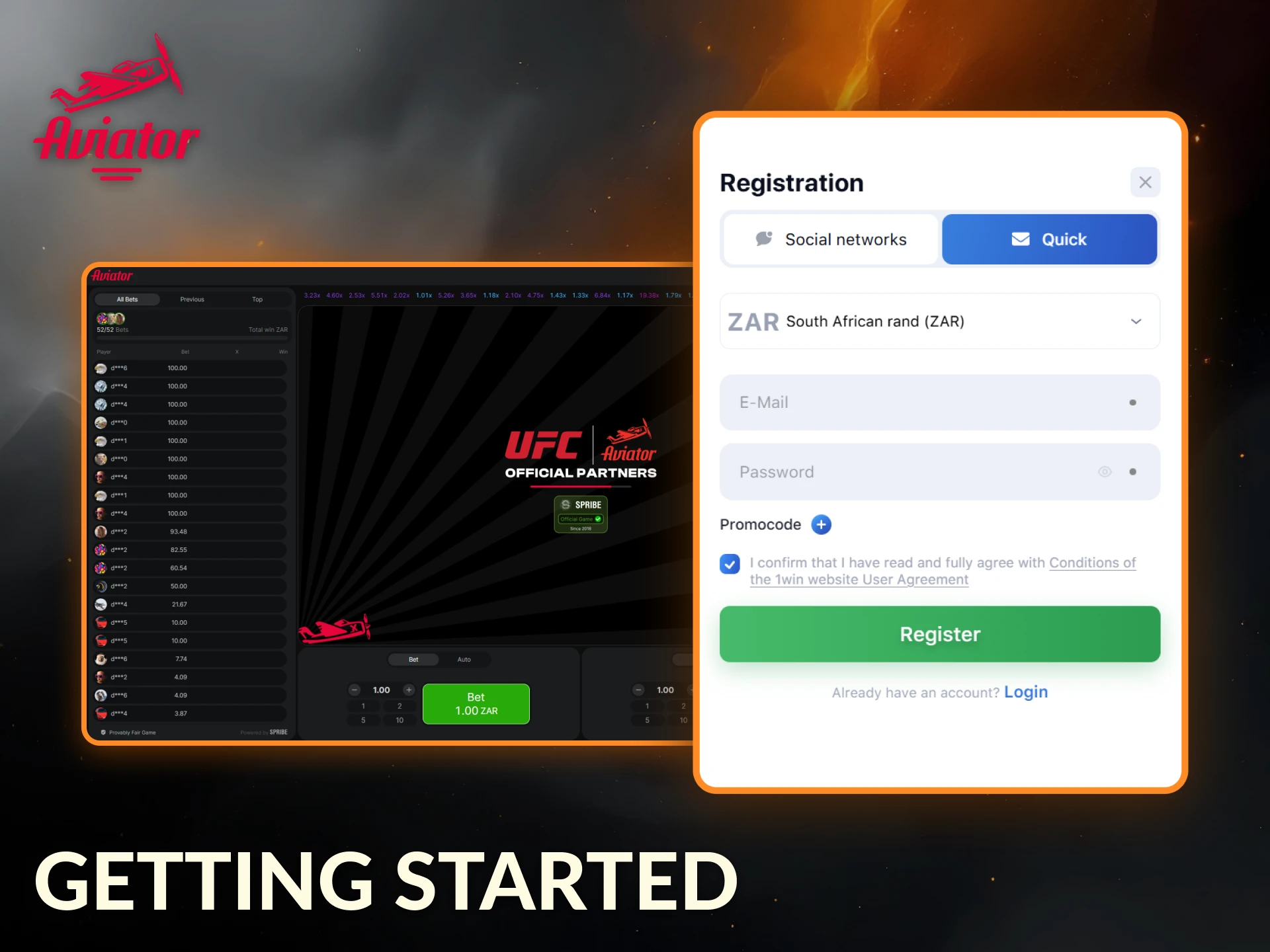 Start playing Aviator with simple steps and quick registration options.